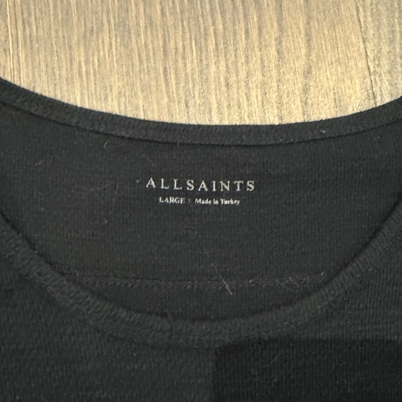 Allsaints Seymour Long Sleeve Crew T-Shirt in Dark Navy Vintage - Picture 3 of 4